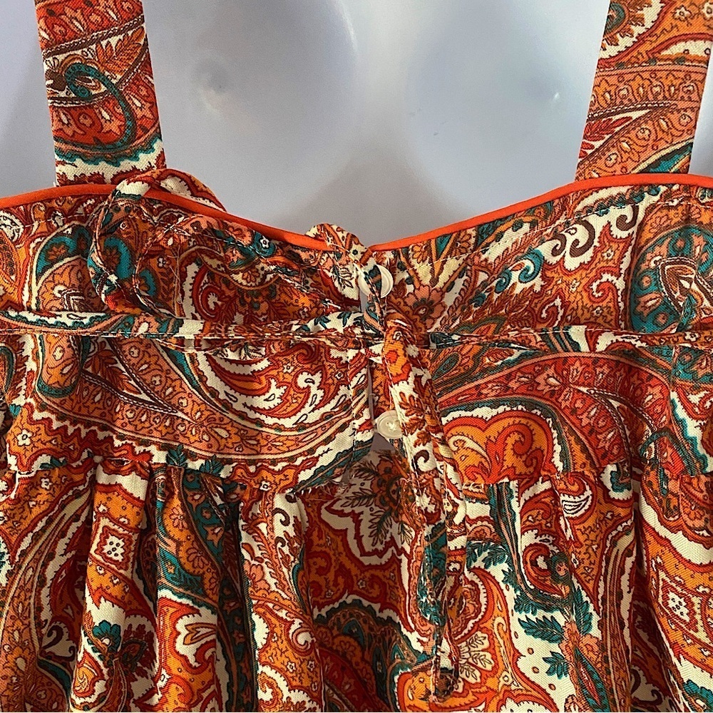 Boho Paisley Print Ruffle Maxi Dress Band of the Free Cottagecore Sun Dress S - Picture 8 of 11